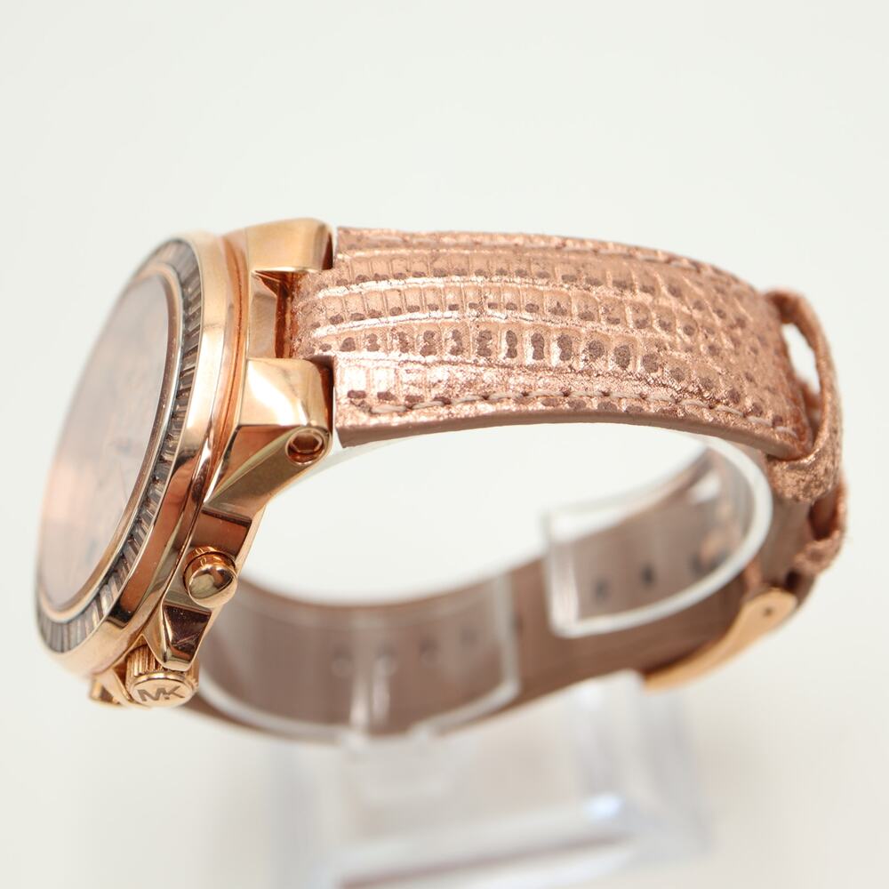 Michael Kors Rose Gold Tone 45mm Chronograph Watch Python Baguette Gramercy Work - Picture 10 of 13